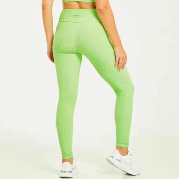 Booty by Branants Croco Leggings Palm Green Textured Workout Yoga Pants Size L - Picture 1 of 7